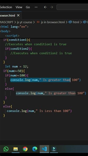 What is Nested If Statement in JavaScript, JavaScript Tutorial Shorts, Learn JS Fast #coding