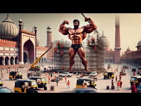 The Colossal Bodybuilder: Building a GIANT Statue in the City! (Hyper-Realistic CGI Art)