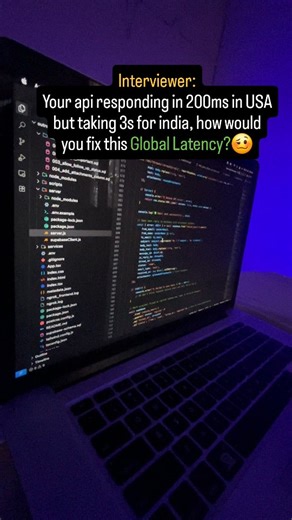 Darpan Sharma on Instagram: "🚨Mistake: If you say “upgrade server” here… you already failed. Global latency is a system design problem. Let’s solve it properly 👇🔥 You may not see this again.. follow this first 🚀 🌍 𝗣𝗥𝗢𝗕𝗟𝗘𝗠: 𝗗𝗔𝗧𝗔 𝗜𝗦 𝗧𝗥𝗔𝗩𝗘𝗟𝗜𝗡𝗚 𝗧𝗢𝗢 𝗙𝗔𝗥 If your server is in the USA, every request from India travels thousands of kilometers. More distance = more delay. Physics beats code. ⚡ 𝗨𝗦𝗘 𝗖𝗗𝗡 (𝗖𝗢𝗡𝗧𝗘𝗡𝗧 𝗗𝗘𝗟𝗜𝗩𝗘𝗥𝗬 𝗡𝗘𝗧𝗪𝗢𝗥𝗞) Move static data 