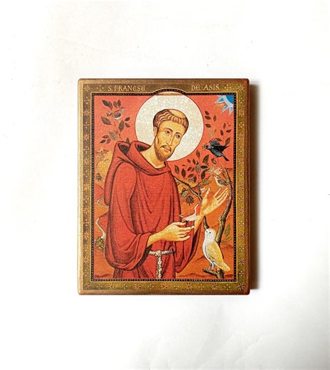 Christian Catholic Icon of the St Francis of Assisi, Handmade, Wooden Board, 18.5x14.5cm - Etsy