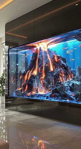 🔥 Luxury Wall Aquarium With Erupting Volcano | Futuristic Interior Design Masterpiece #aquarium