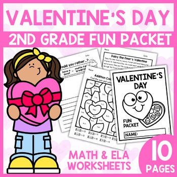 Valentine's Day 2nd Grade Activities | Math & ELA Fun Packet for February