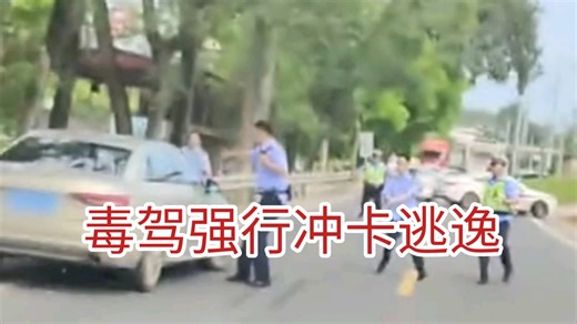 疑似毒驾强行冲卡，警察鸣枪示警逃逸