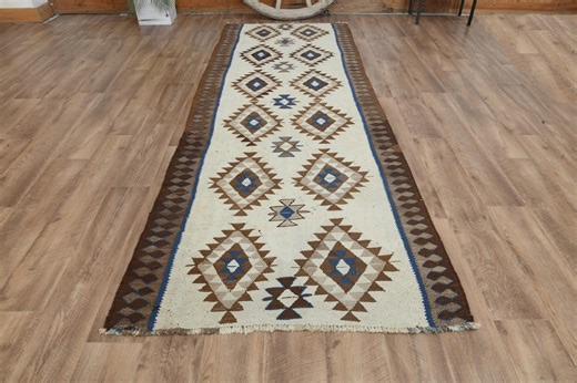 Southwestern Runner Rug, Handwoven Wool Geometric Runner, 3'4x9'2 Ft, Tribal Hallway Rug, Rustic Boho Decor - Etsy