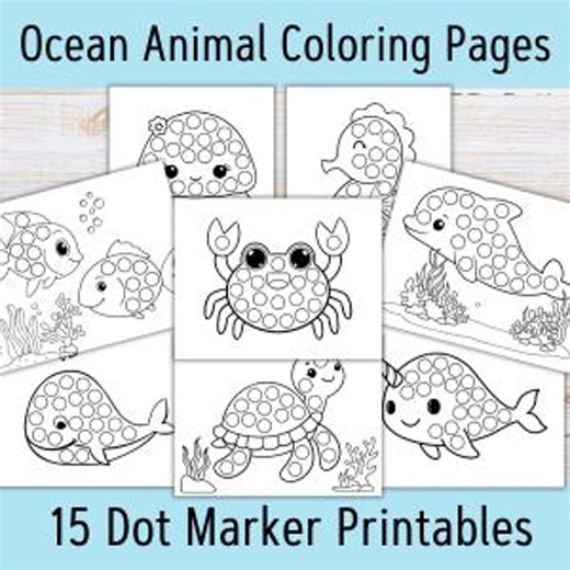 Ocean Animals Dot Marker Coloring Pages | Kids' Printable Activity (PDF Download - Etsy Australia