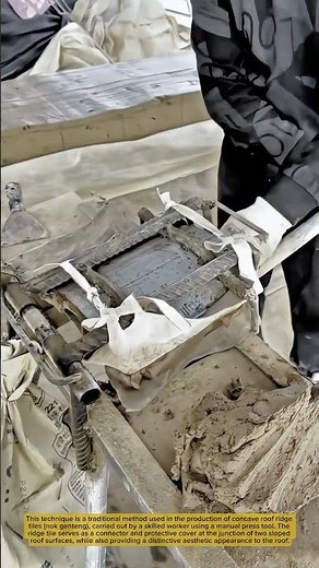 This is the Process of Molding Roof Tiles in a Factory with a Manual Press Tool