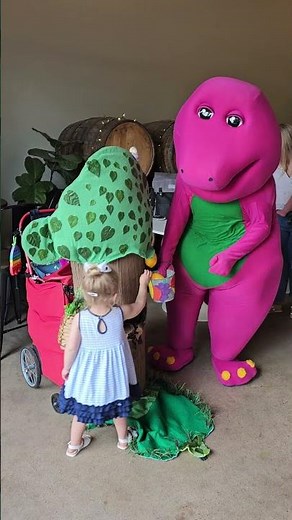 houston mascot birthday party character purple dinosaur Barney at Great Heights Brewing 1