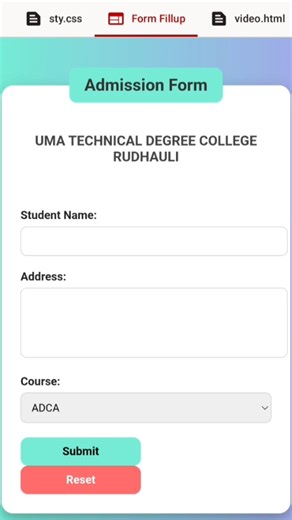 🎓 Admission Form HTML CSS | Beautiful College Form Design | Beginners Tutorial 🚀#coding #apnacollage