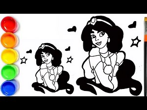 How to draw Princess Jasmine - Aladdin Coloring Page