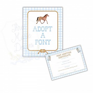 Adopt a Pony Station Signage and Pony Adoption Certificate Printable | Digital Download Pony Table Signage | First Rodeo Birthday Decor - Etsy