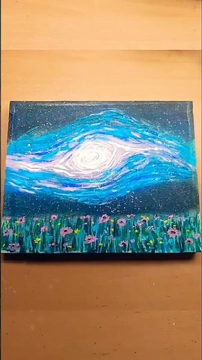 Painting a Dreamy Galaxy Sky ✨🌌 (Wait for the Glow!)