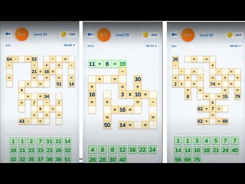 Math Crossword Number puzzle - Expert - Level 24 - Level 25 - Level 26