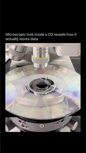 Microscopic look inside a CD reveals how it actually stores data. #science #microtech #microscope