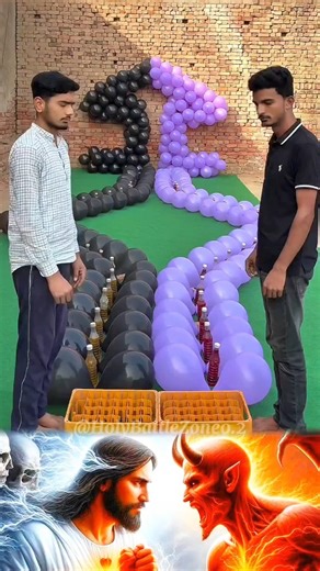 Amazing balloon game challenge Jesus Vs Devil 🎈✅✝️↔️❌👹 #god #fy #jesus #lord #fé❕