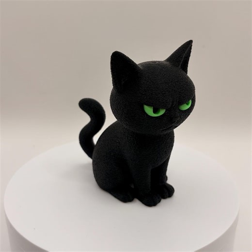 Black Grumpy Cat Figurine | Gothic Decor, Green Eyes, 3D Printed Desk Companion - Etsy