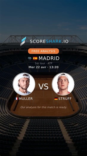 Free analysis of the day\n\nAlexandre Muller vs Jan-Lennard Struff\nMadrid\n\nOur analysis is a #Shorts