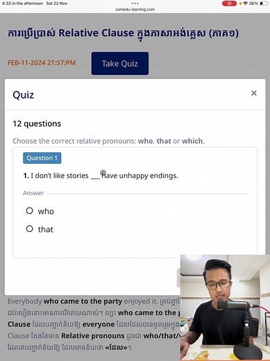 Relative pronouns: who or that | Cam-Edu