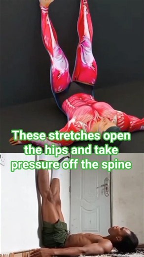 These stretches open the hips and take pressure off the spine #stretchtherapy #easystretch