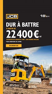 Offre exceptionnelle : votre mini-pelle JCB 18Z Plus canopy à seulement 22 400€ HT* | JCB