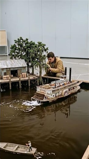 Ultra Realistic Mini Steamboat River Scene #ai #rcboat