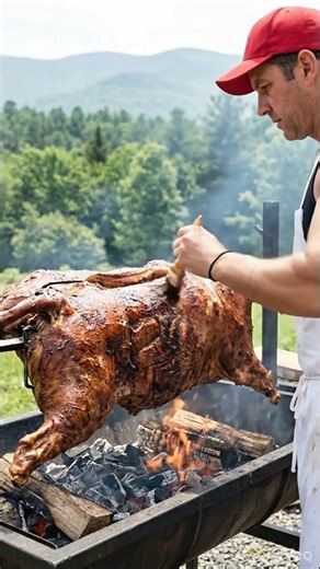 BIG COW ON FIRE FOR DINNER