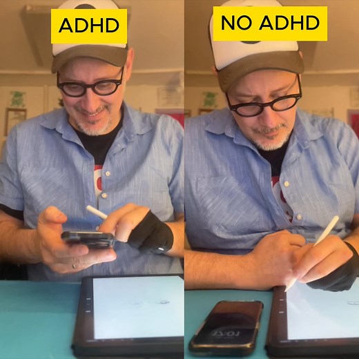 Daily drawing ADHD vs NO ADHD. #adhd #drawing #work | Federico Cecchin