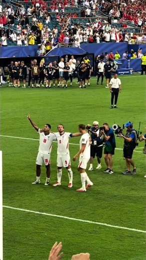 SCENES AT THE FINAL WHISTLE: England Fans and Players Sing "Wonderwall" - Norway 1-2 England