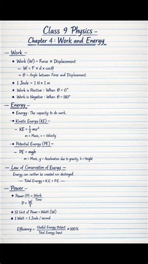 #Work Energy Power in 60 Seconds ⚡ | Class 9 Physics#