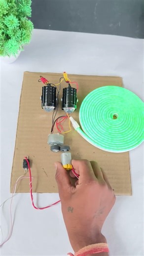 जनरेटर से नियॉन वायर चालू किया, फ्री बिजली से बाइक बल्ब और ग्रीन नियॉन तार को चालू किया Dc Armechar