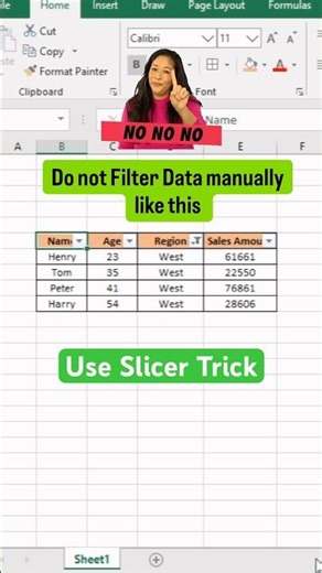 Stop filtering manually ❌Start slicing like a PRO 🔥 #excel