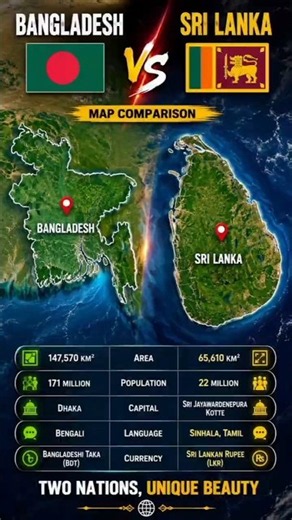 Bangladesh vs Sri Lanka 🇧🇩🇱🇰 | Map Comparison | Country Size Comparison
