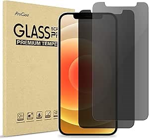 ProCase 2 Pack Privacy Screen Protector for iPhone 12 / iPhone 12 Pro 6.1 Inch, 9H Anti Spy Dark Tempered Glass Screen Film Guard for iPhone 12/12 Pro 2020, Bubble-Free