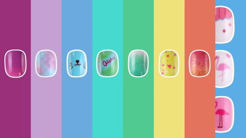 Jsiallye 192Pcs Short Press on Nails for Kids,8 Packs Children Stick on Nails Fake Nails for Kids, Pre-glue Full Cover Glitter Gradient Color Unicorn Animal Kits Sets for Girls