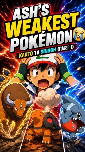 Ash’s Weakest Pokémon From Every Region 😭🔥 | Kanto to Sinnoh (Part 1) #pokemonfacts #shorts