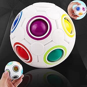 Rainbow Puzzle Ball Fidget Toy Fun Stress Reliever Magic Ball, Speed Cube Puzzle Toys Brain Teaser for Kids Adults