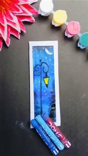 Beautiful Night Street Lamp Scenery | Gallery Soft Oil Pastels Drawing Step by Step | Easy Art #art