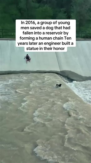 Dog Rescue Statue Honors Human Chain