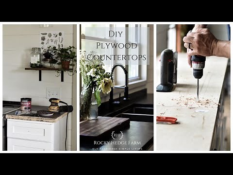 DIY Plywood Countertops in a Double Wide Mobile Home Kitchen Makeover Remodel