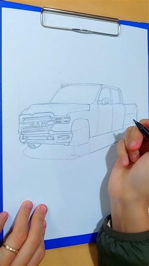 How to Draw a Ram Pickup Truck 3/4 View | Easy Pencil Car Drawing Tutorial #shorts