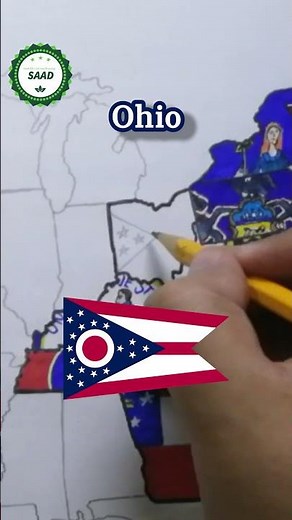 Ohio flag map drawing