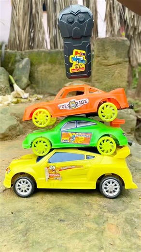 🚗 3 RC Cars Stack Challenge 😱 Remote Control Power Test! #shorts #car