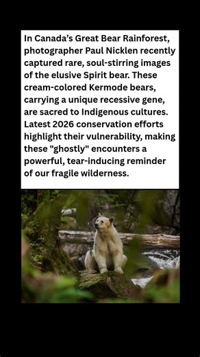 The Ghost in the Forest: Canada’s Rare Spirit Bear 🐻❄️ #wildlife #facts #shorts