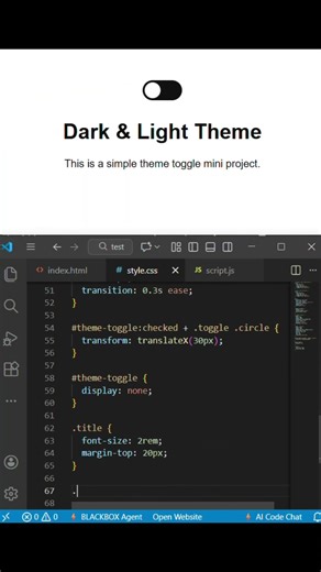 Dark/Light Theme In Html Css JavaScript