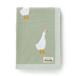 mimixiong Baby Blanket Knit Receiving Boys Girls Blanket Soft Cotton Neutral Blanke for Swaddle Crib Stroller with Cute Sheep (Goose-Sage Green, 30x40 Inch (Pack of 1))