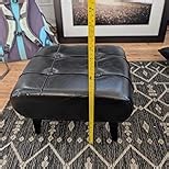 Small Leather Foot Stools, Small Ottoman Foot Rest with Hidden Storage, Modern Bedside Padded Step Stool with Legs and Sponge Seat, Leather Ottoman for Couch, Bedside, Living Room (Black)