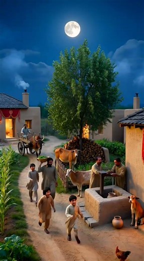 Ultra Realistic Pakistani Village Night Life in 8K | Peaceful Rural Life Cinematic Drone Video