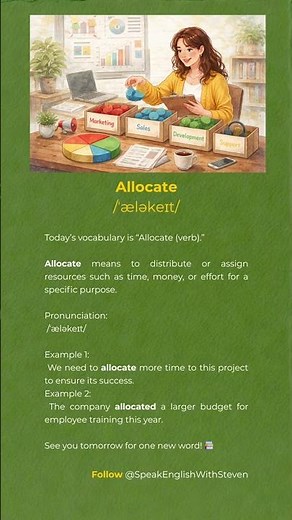 "Allocate" Pronunciation & Examples #learnenglish #englishvocabulary