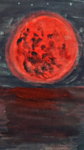 Blood Moon Drawing🌕😍🔥Dark Aesthetic Night Sky Art🎨💕#shorts#youtubeshorts#shortsfeed#fyp#bloodmoon#yt