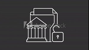 Animated safe data white line icons. Information classification. Sensitive content. Loop HD video with alpha channel on transparent background, black solid background. Outline motion graphic animation