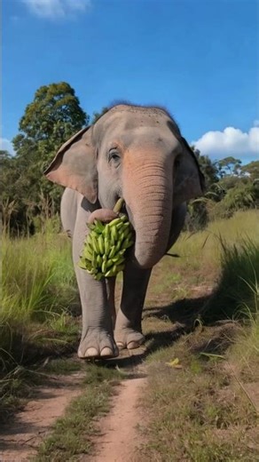 Hungry Elephant Devours Bananas! Amazing Wildlife Moment!#ElephantEating #CuteAnimals #WildlifeLover